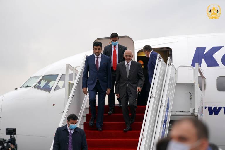 President Ghani arrives in Tajikistan
